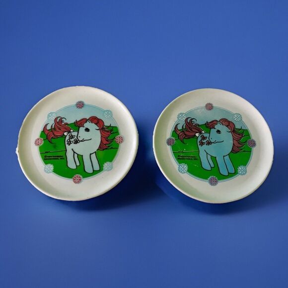 My Little Pony Bowtie 2 Plates Tea Set 1984 Hasbro Vintage 3.25 inch MLP - Picture 1 of 6